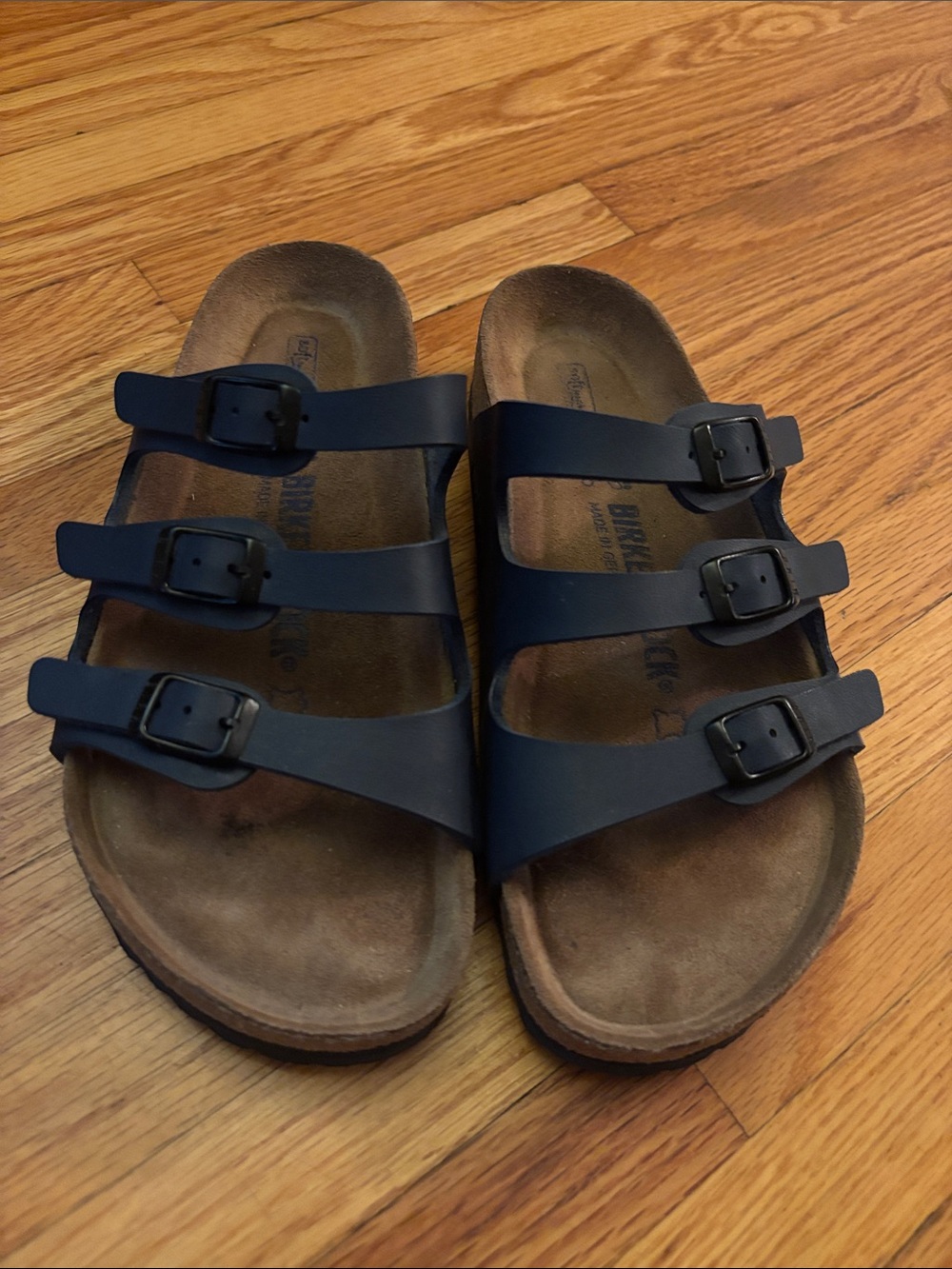 Birkenstock Women’s Three-Strap Sandals in Dark Navy
